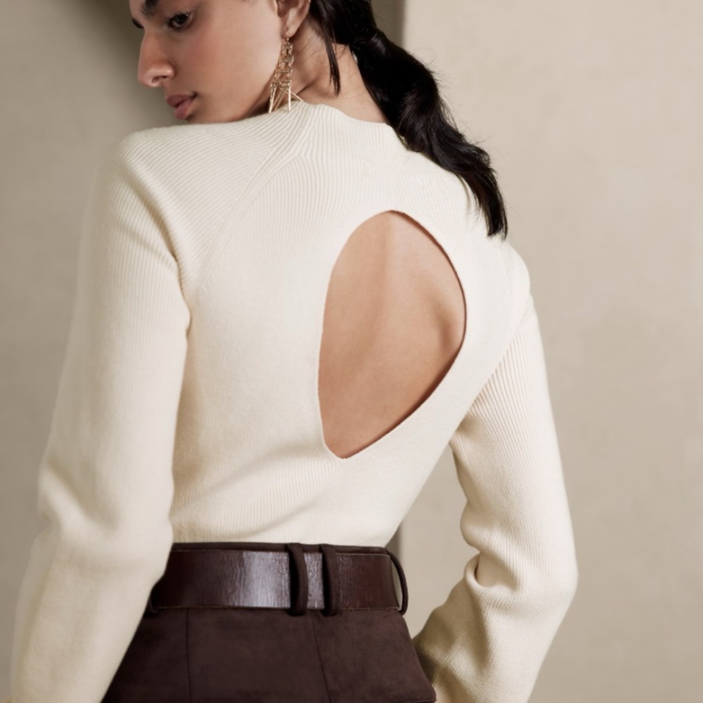 Banana Republic Cream Sweater with Open Back